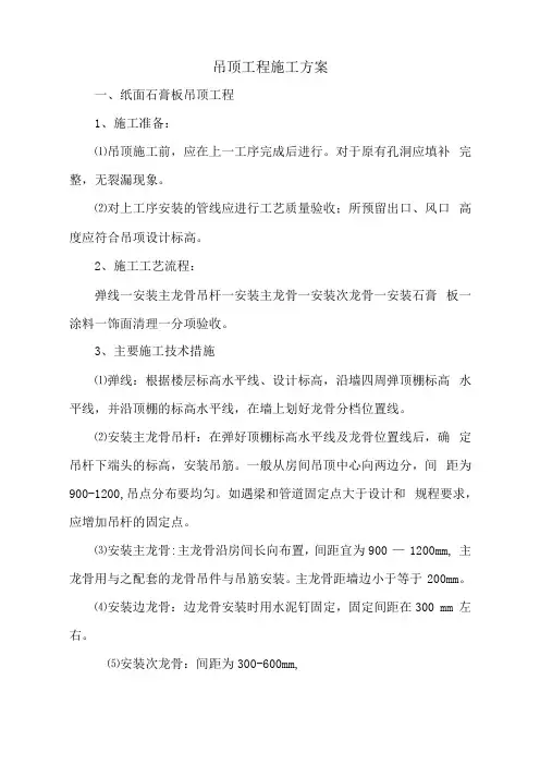 吊顶工程施工方案