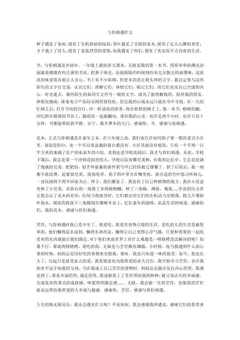 优秀精选作文-与你相遇是一种幸福作文600字