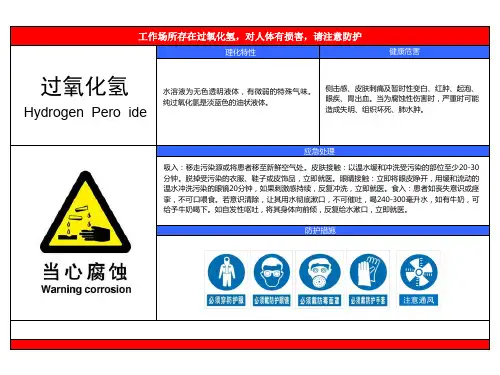 职业危害告知卡《过氧化氢》职业健康 资料 危害告知图标识牌 标志 健康危害 应急处理 防护措施