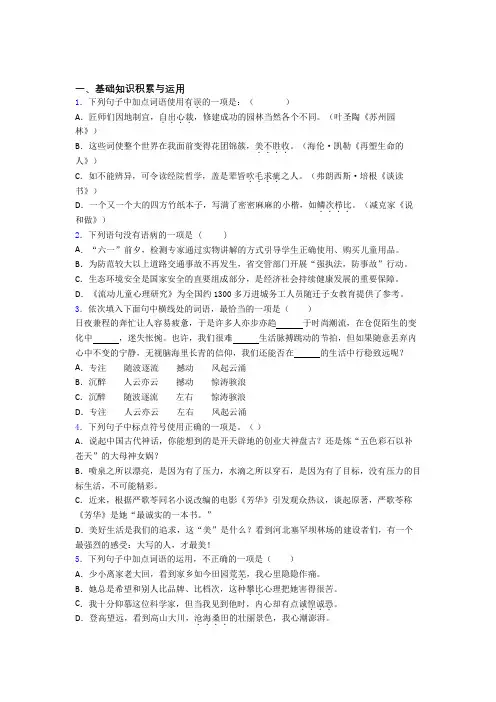 《中考语文》新中考语文试卷全集汇编及答案解析(7)