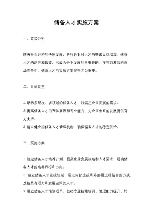 储备人才实施方案