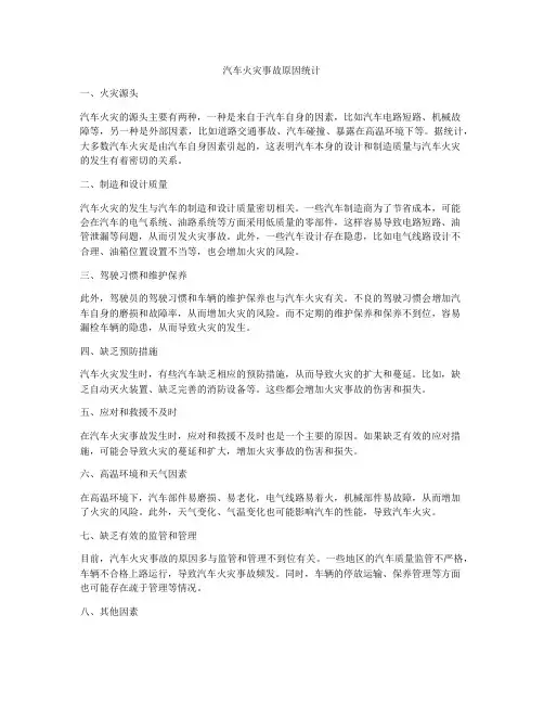汽车火灾事故原因统计