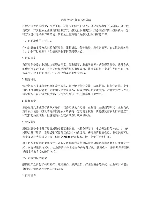 融资担保财务知识点总结