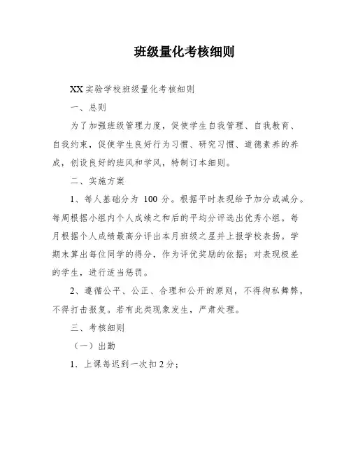 班级量化考核细则