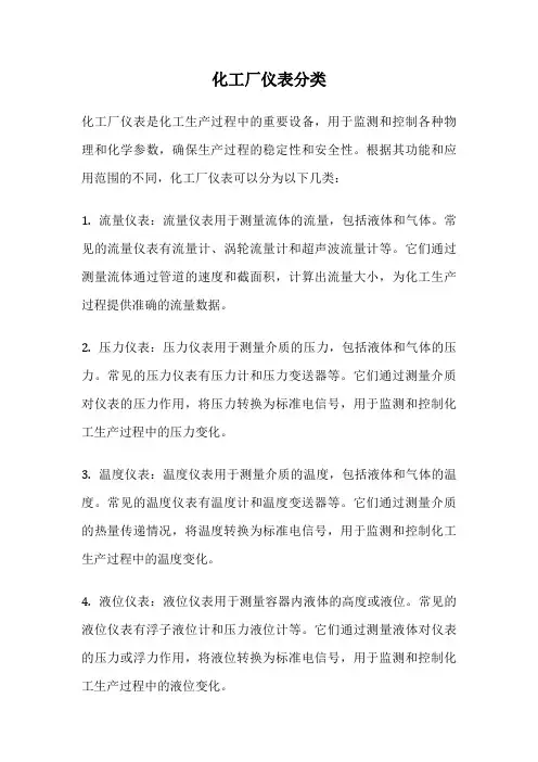 化工厂仪表分类