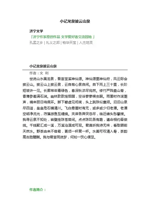 小记龙泉披云山泉