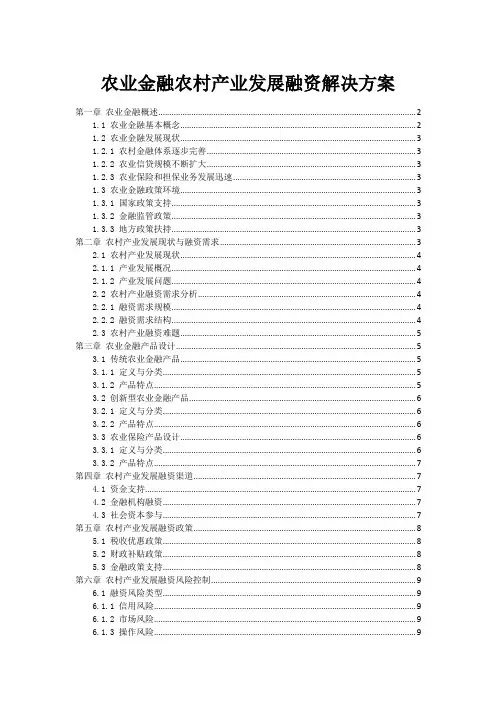 农业金融农村产业发展融资解决方案