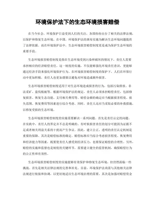 环境保护法下的生态环境损害赔偿