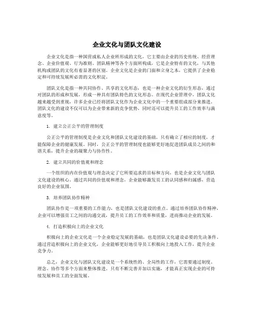 企业文化与团队文化建设