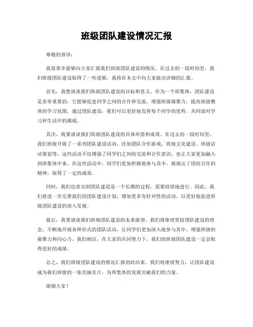 班级团队建设情况汇报