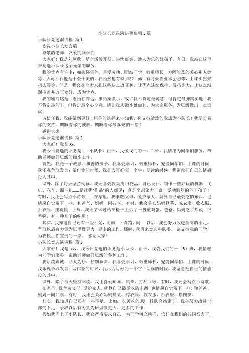 小队长竞选演讲稿集锦5篇