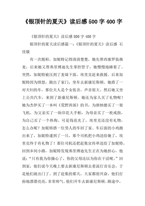 《银顶针的夏天》读后感500字