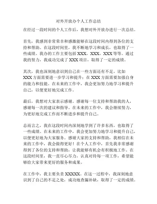 对外开放办个人工作总结