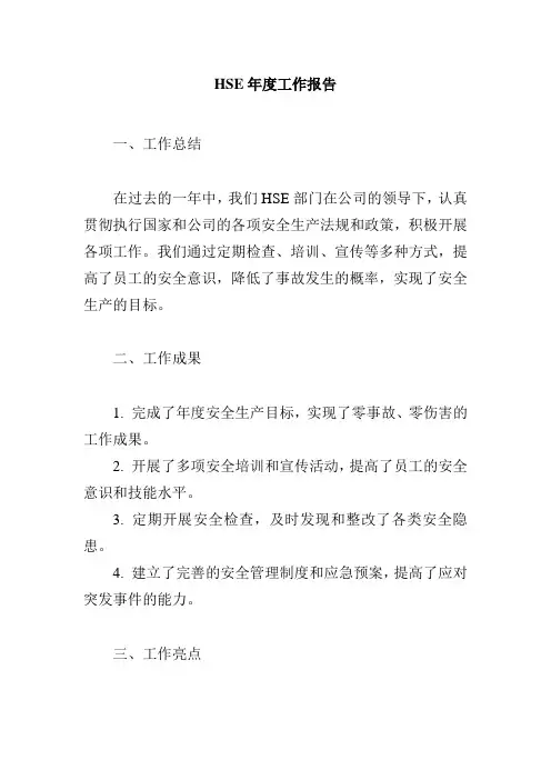 hse年度工作报告