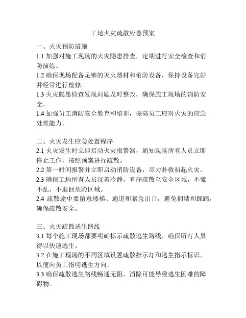工地火灾疏散应急预案