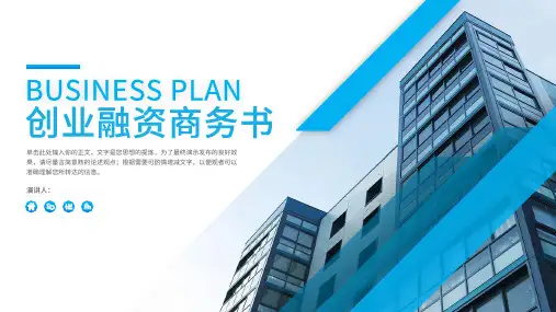 蓝色简约商务企业融资计划PPT模板