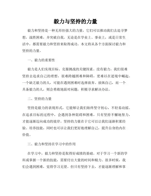 毅力与坚持的力量