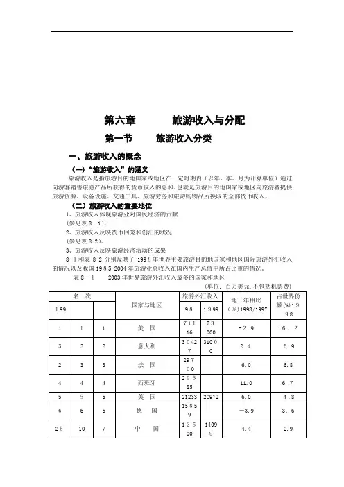 试谈旅游收入与分配