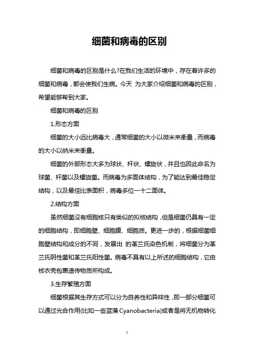 细菌和病毒的区别