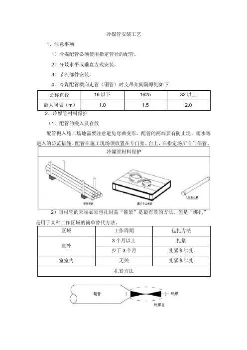 冷媒管安装工艺