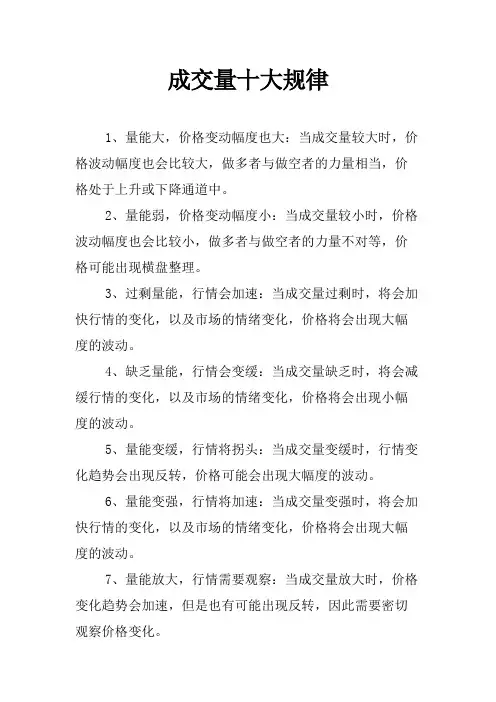 成交量十大规律
