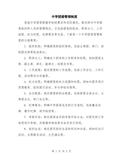 中学团委管理制度