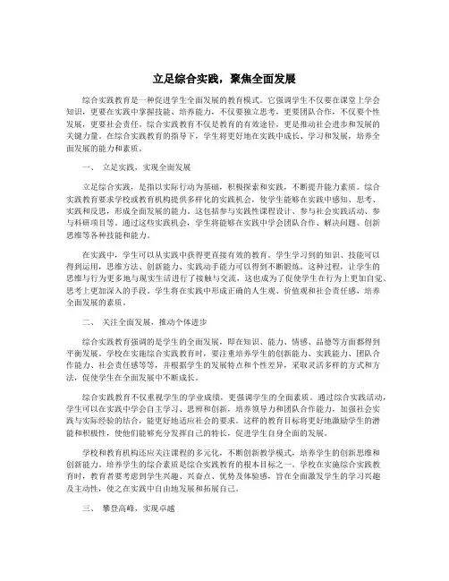 立足综合实践,聚焦全面发展