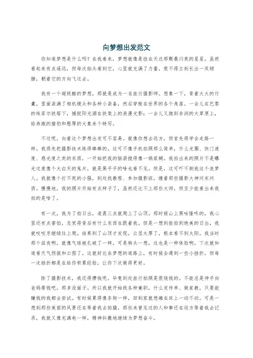 向梦想出发范文