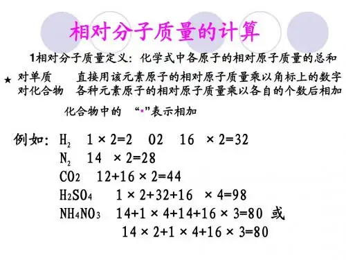 相对分子质量的计算