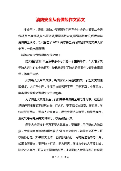 消防安全从我做起作文范文