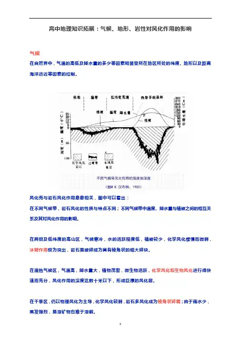 高中地理知识拓展：气候、地形、岩性对风化作用的影响