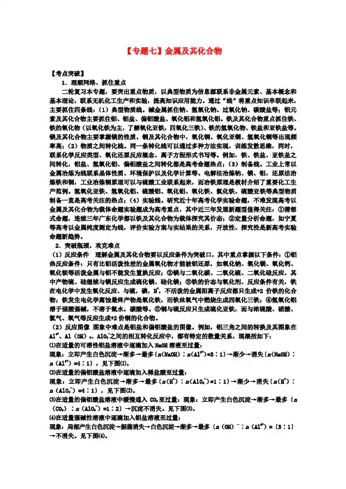 高考化学二轮复习 金属及其化合物专题辅导教案