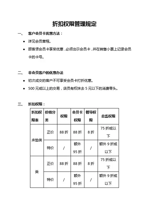折扣权限管理规定
