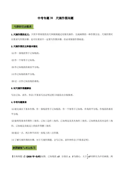 中考数学专题复习 专题30  尺规作图问题(教师版含解析)