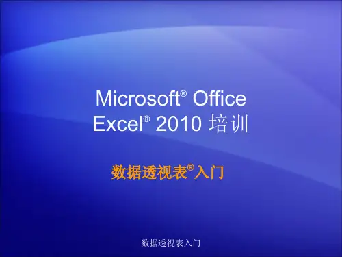 Excel——数据透视表课件