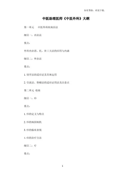 中医助理医师中医外科大纲
