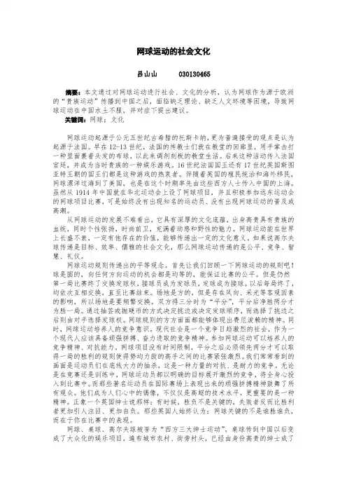 网球论文