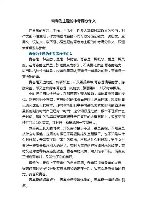 青春为主题的中考满分作文5篇
