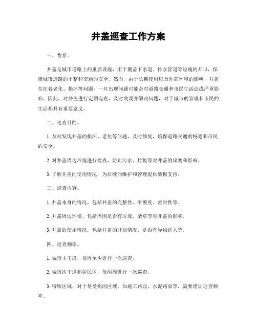 井盖巡查工作方案