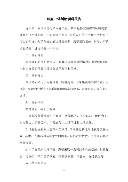 风腐一体纠治调研报告