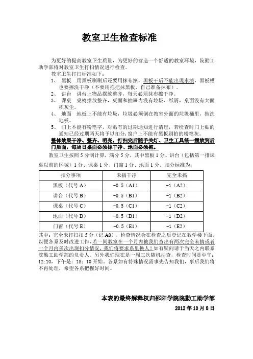 教室卫生检查标准