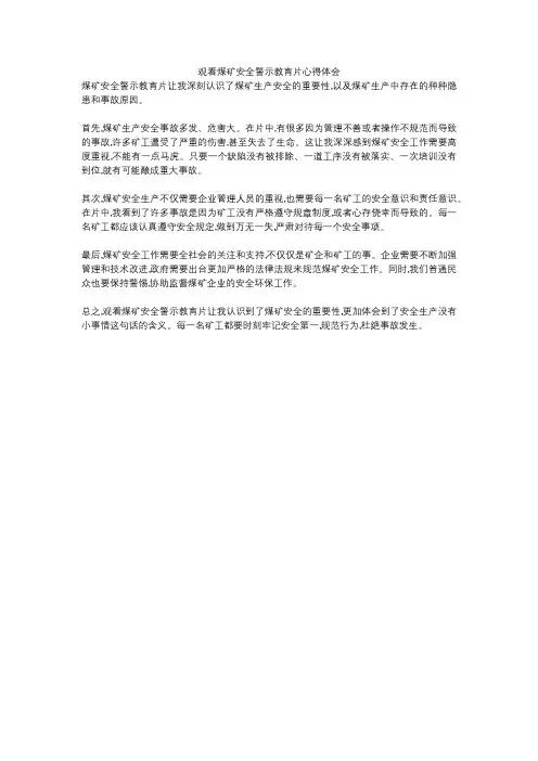 观看煤矿安全警示教育片心得体会