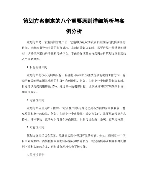 策划方案制定的八个重要原则详细解析与实例分析