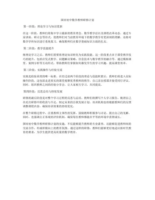 国培初中数学教师研修计划