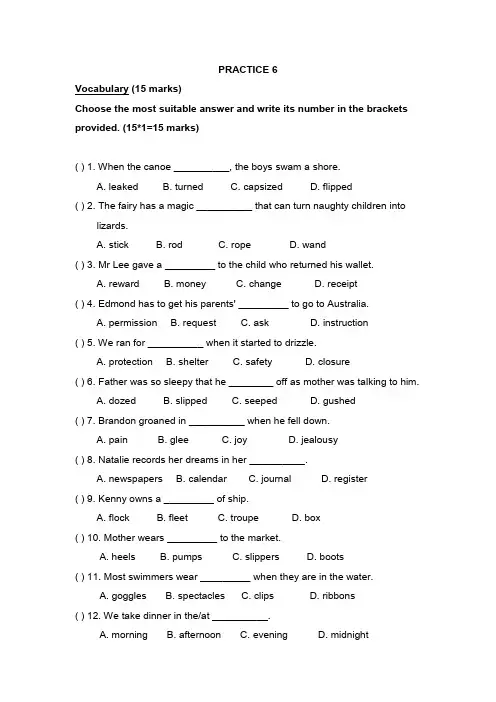 新加坡小学二年级英语试卷practice 6.doc