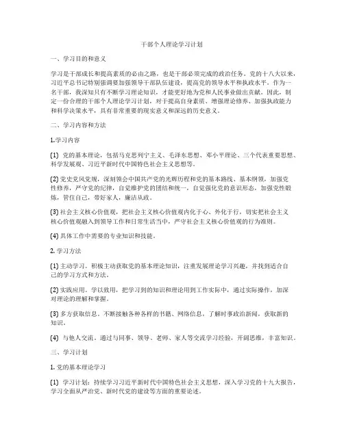 干部个人理论学习计划