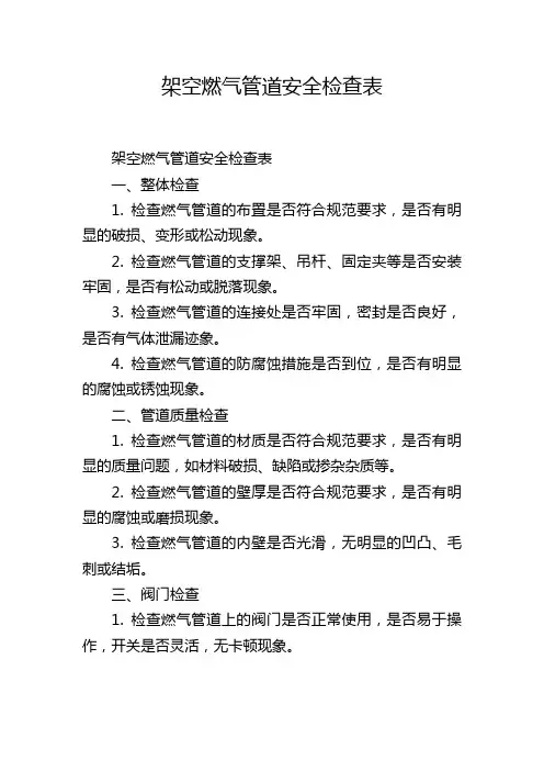 架空燃气管道安全检查表