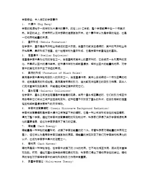 宇宙奇迹：令人惊叹的宇宙事件