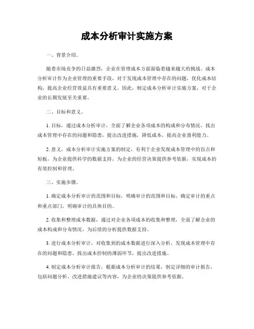 成本分析审计实施方案