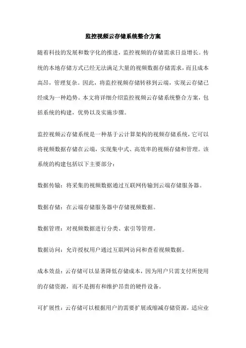 监控视频云存储系统整合方案